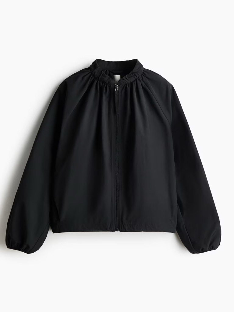 Nwt H&M Black Gathered Bomber Jacket